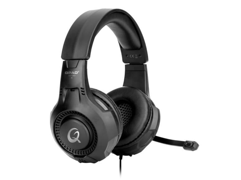 QPAD QH-20, Hodesett, Hodebånd, Spilling, Svart, Stereofonisk, In-line