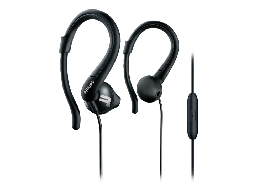 Philips ActionFit Sporthörlurar med mikrofon SHQ1255TBK/00, Headset, Öronkrok, Idrott, Svart, Binaural, 1 m