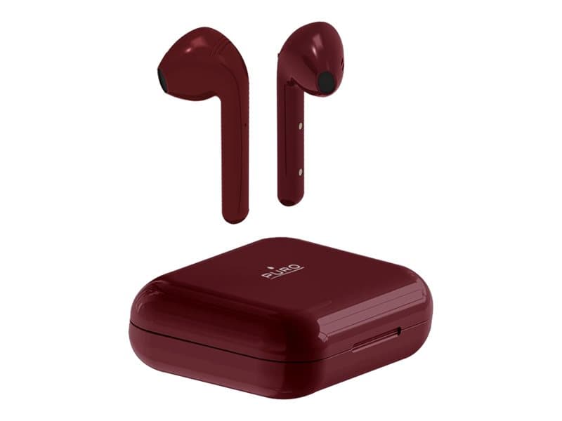 PURO Slim Pod - True wireless-hodetelefoner med mikrofon - i øret - Bluetooth - burgunder
