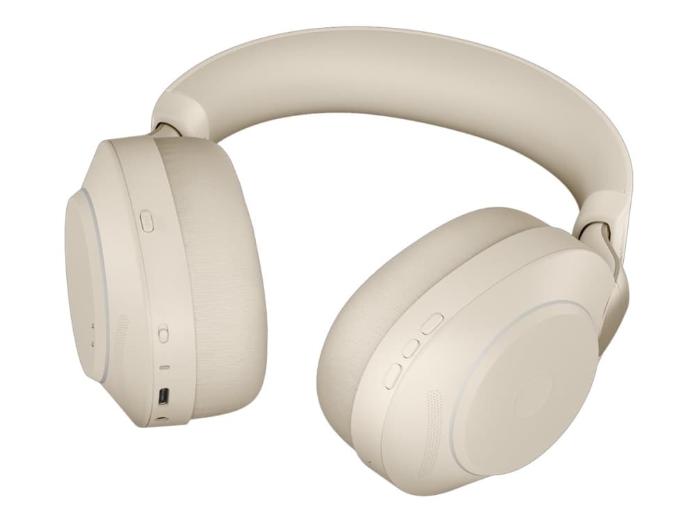 Jabra Evolve2 85 UC Stereo - Hodesett - full størrelse - Bluetooth - trådløs, kablet - aktiv støydemping - 3,5 mm jakk - lydisolerende - beige