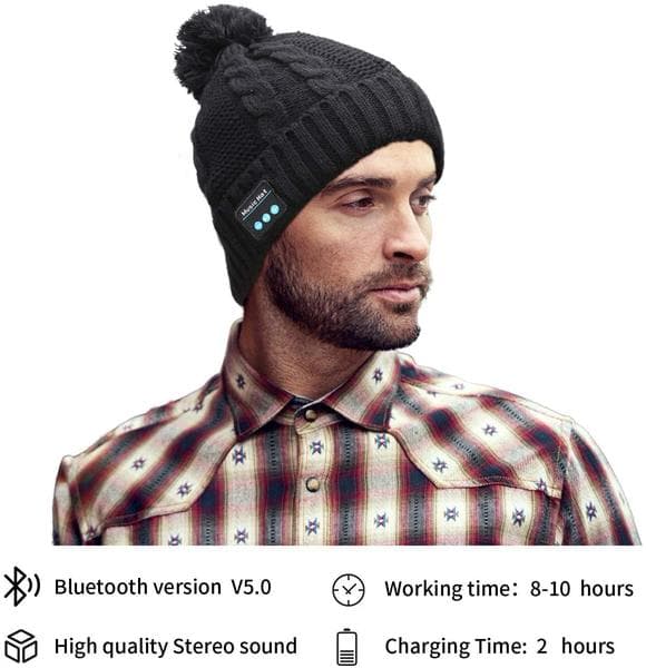 Bluetooth-hatt med pompon (rosa)