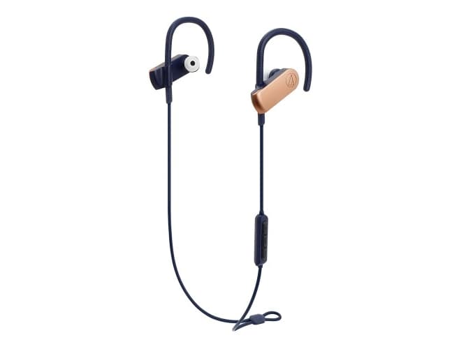 Audio-Technica ATH-SPORT70BT, IPX5, Hodesett, Ørekrok, In-ear, Halsbånd, Rosegull, Stereofonisk, Trådløs