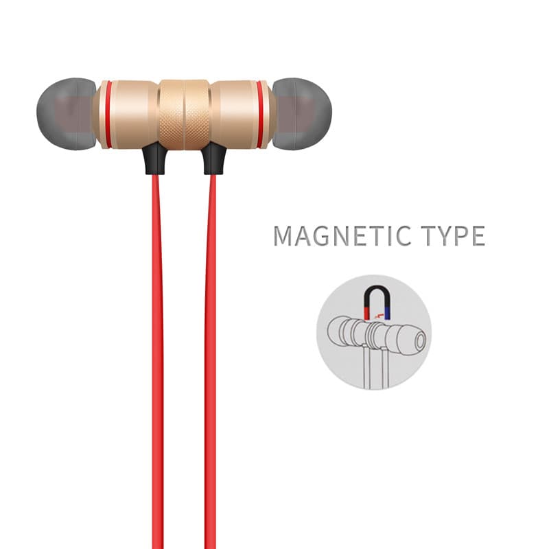 Metall trådlösa sport hörlurar svettbeständiga magnetiska hörlurar stereo / sports handsfree med bluetooth 5.0