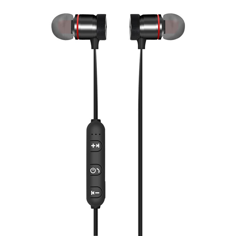 Metall trådlösa sport hörlurar svettbeständiga magnetiska hörlurar stereo / sports handsfree med bluetooth 5.0