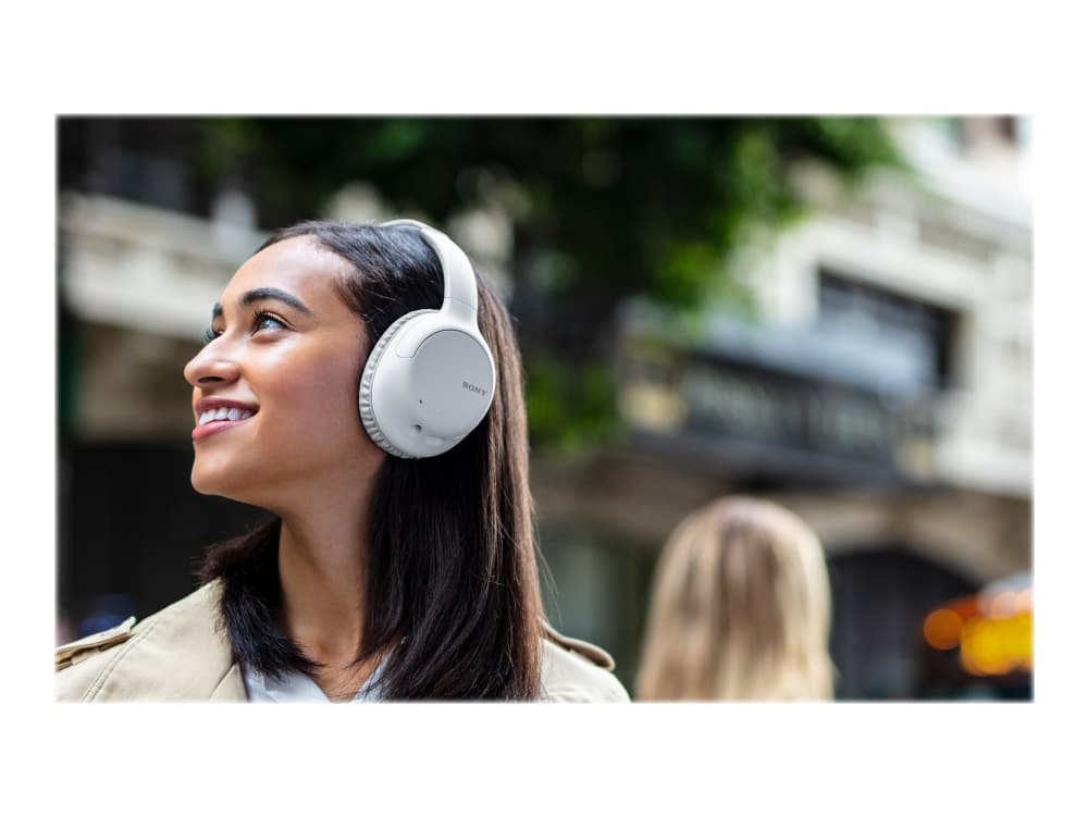 Sony WH-CH710N - Hörlurar med mikrofon - fullstorlek - Bluetooth - trådlös - NFC - aktiv brusradering - 3,5 mm kontakt - vit