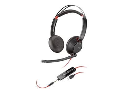 Poly - Plantronics Blackwire C5220 USB-C - 5200 Series - headset - på örat - kabelansluten - 3,5 mm kontakt, USB-C