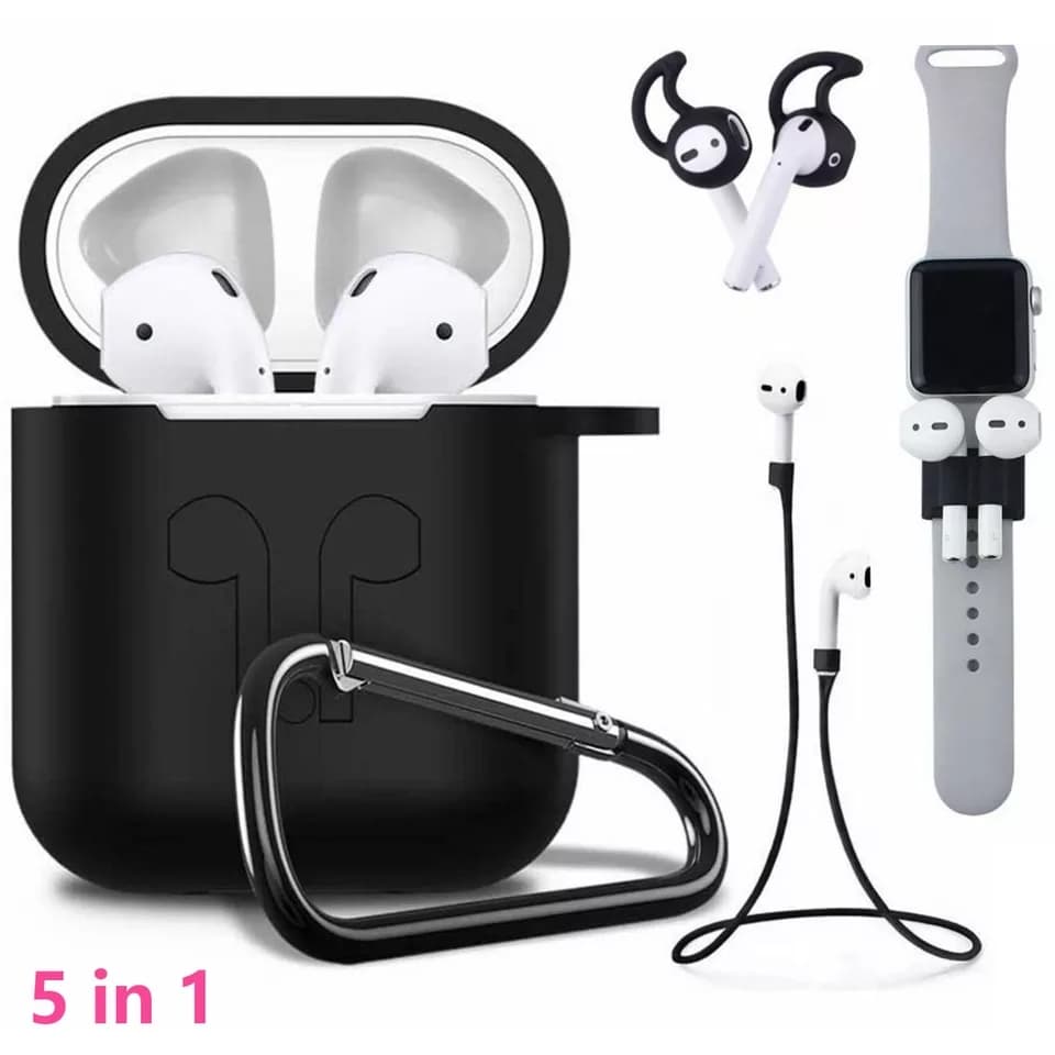 AirPods - Skyddsset Silikon skal fodral & Straps/hållare