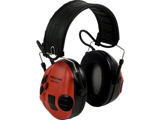 3M Peltor SportTac, Huvudband, Svart, Röd, H=29 M=23 L=16, 26 dB, Kabel, Batteri