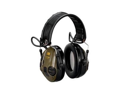3M Peltor SportTac, Huvudband, Svart, Grön, H=29 M=23 L=16, 26 dB, Kabel, Batteri