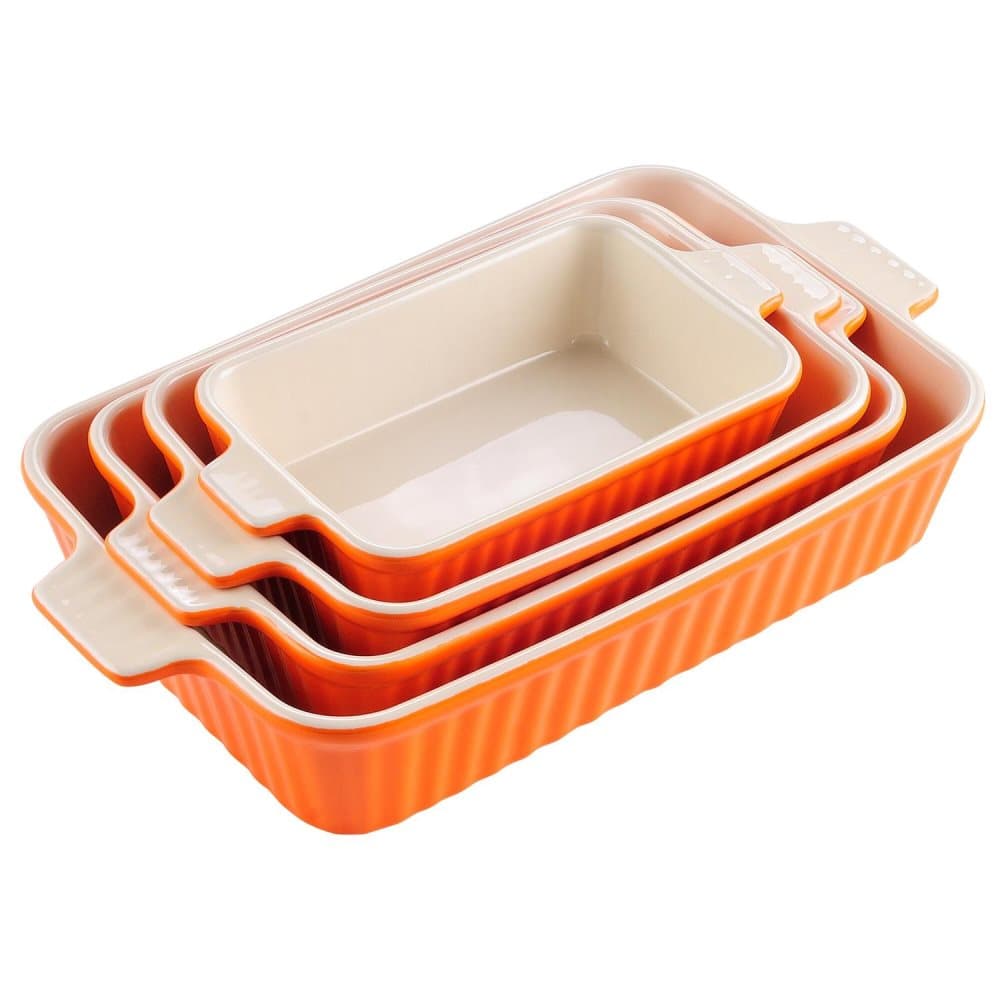 MALACASA ugnsform set 4-delar i porslin kantig orange