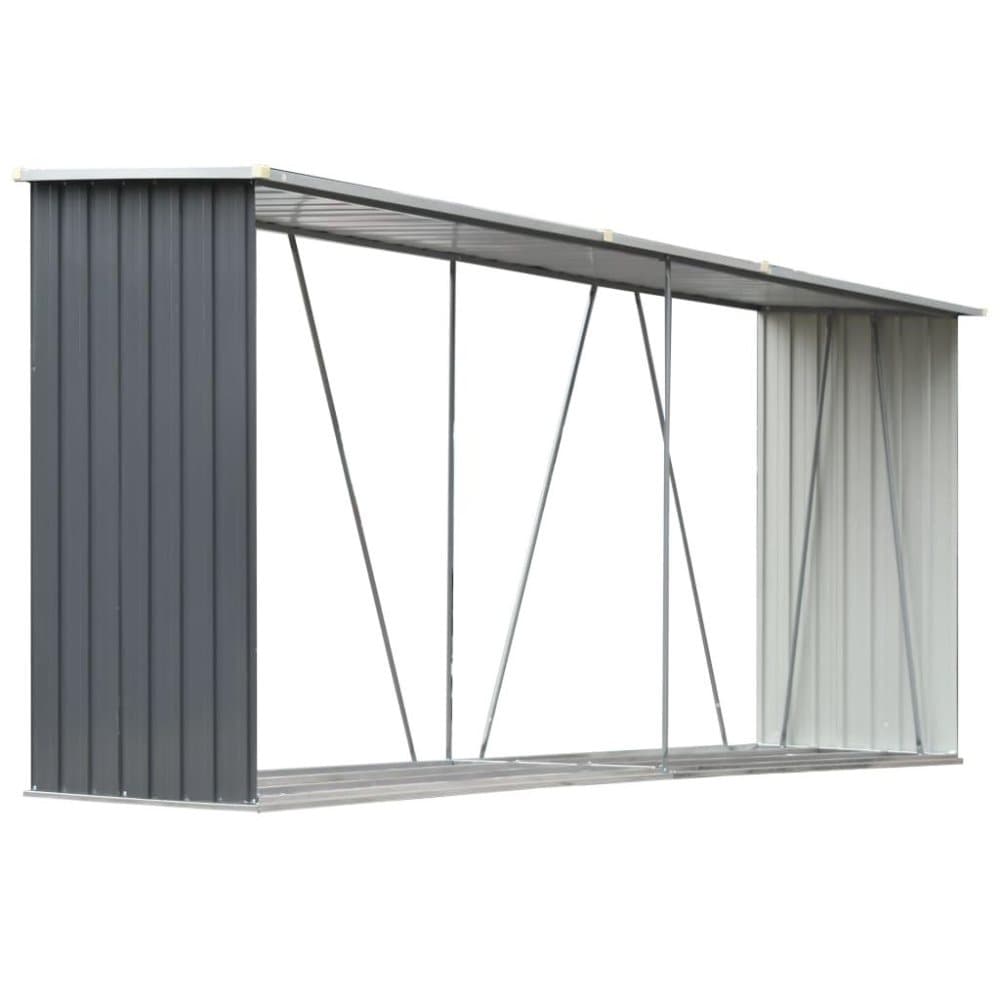 vidaXL Vedskjul galvanisert stål 330x84x152 cm grå