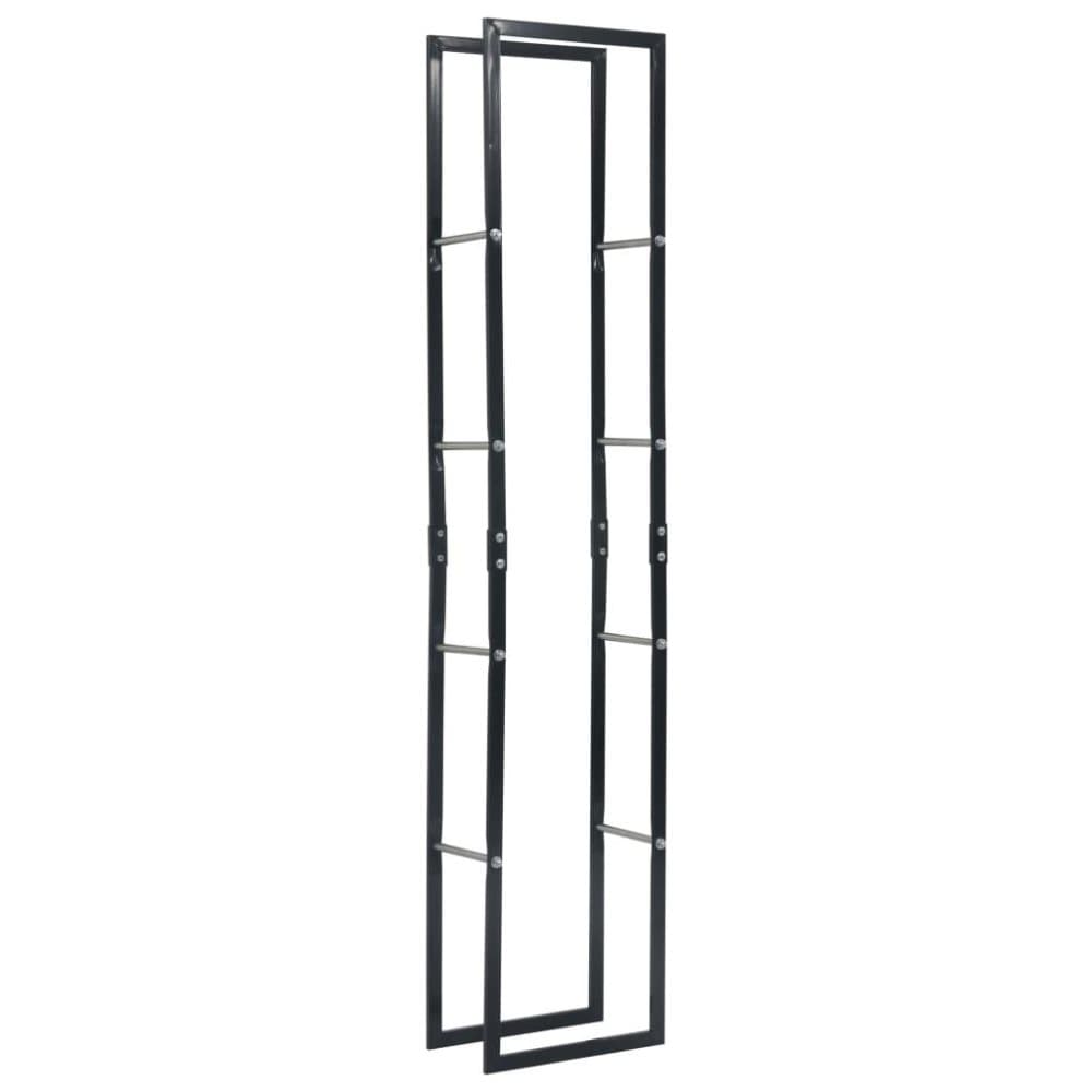 vidaXL Polttopuuteline musta 40x25x200 cm teräs