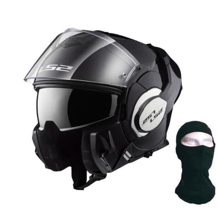 LS2 Valiant Modular Helmet + Hood - Svart patent