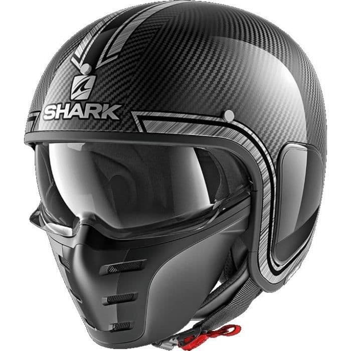 SHARK S Drak Carbon Vinta jet motorcykelhjelm - Blandet - Sort krom