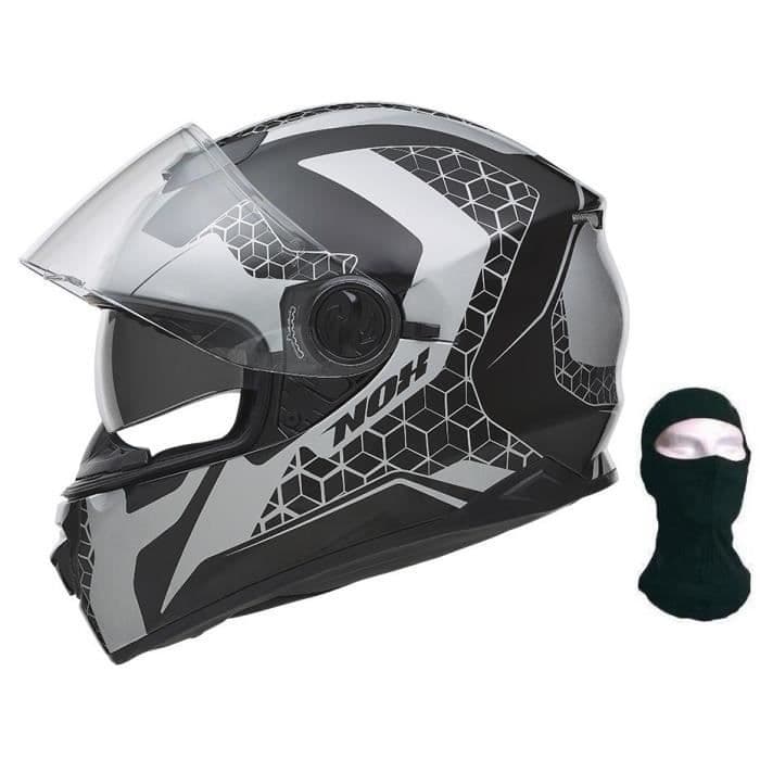 NOX Full Face Helmet N301 Steel Matt Silver + Hood