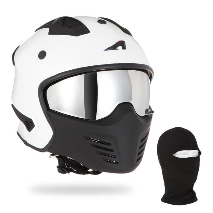ASTONE Elektron Full Face Helmet + Hood - Vit