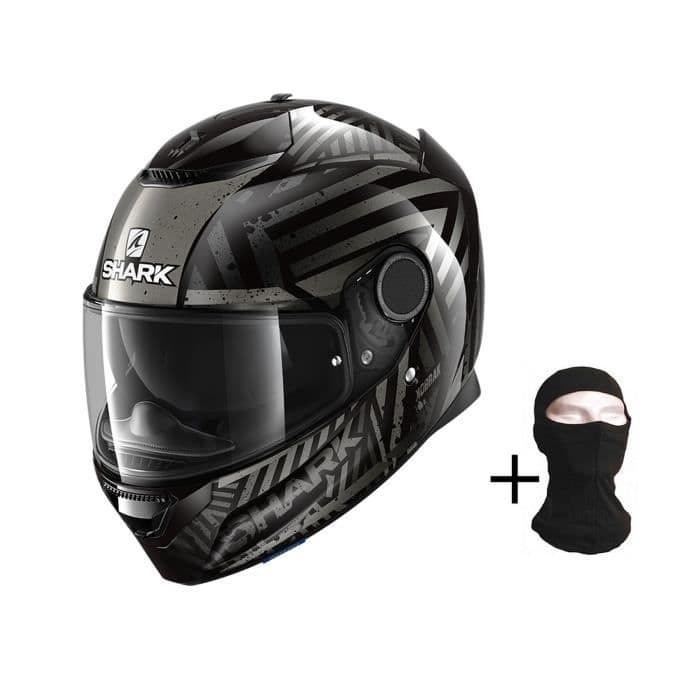 SHARK Spartan Kobrak Full Face Helmet + Hood - Sort og trækul grå