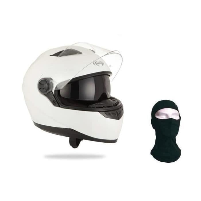 STORMER Full Face Helmet Pusher White + Hood