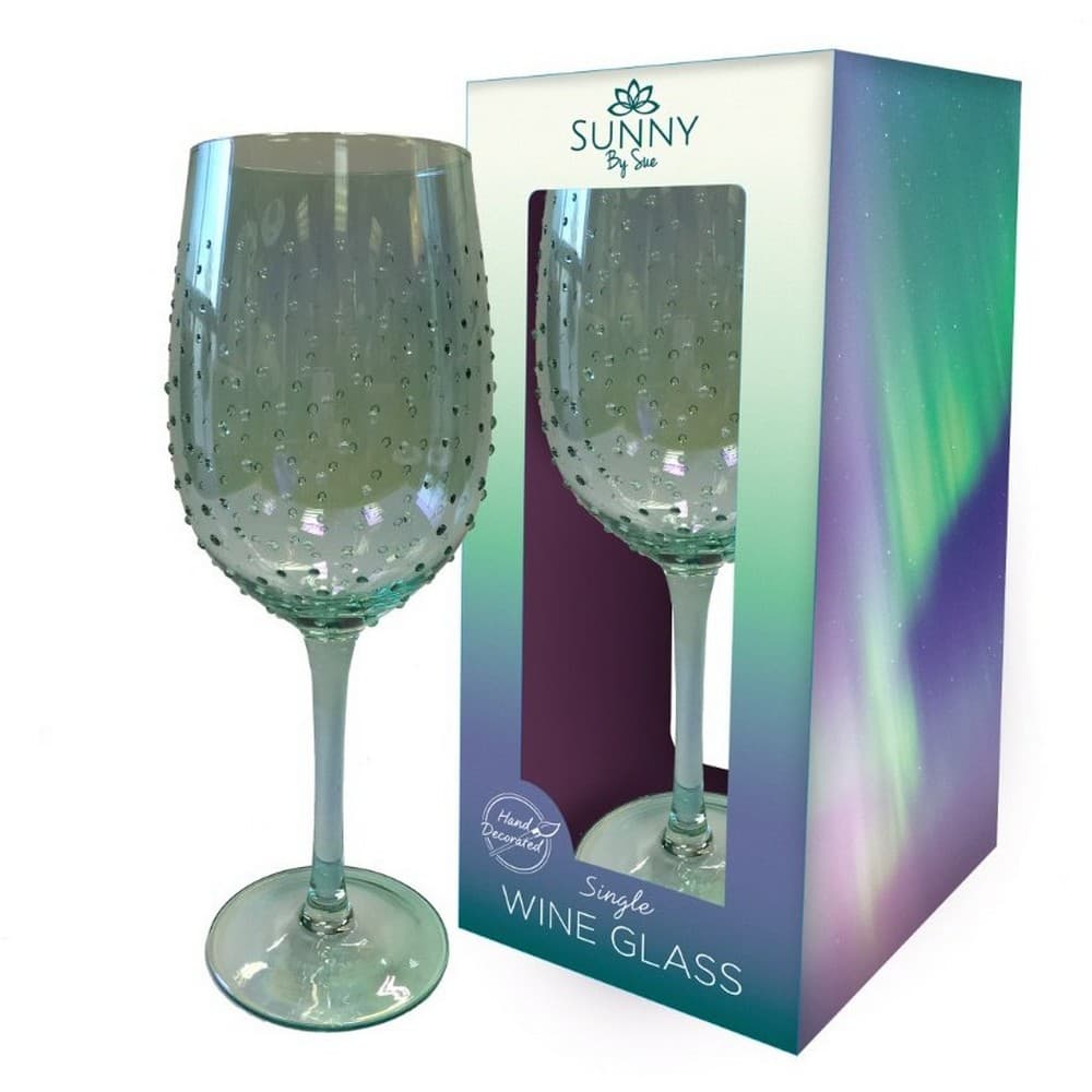 Sunny By Sue Lustre Decorated Wine Glass