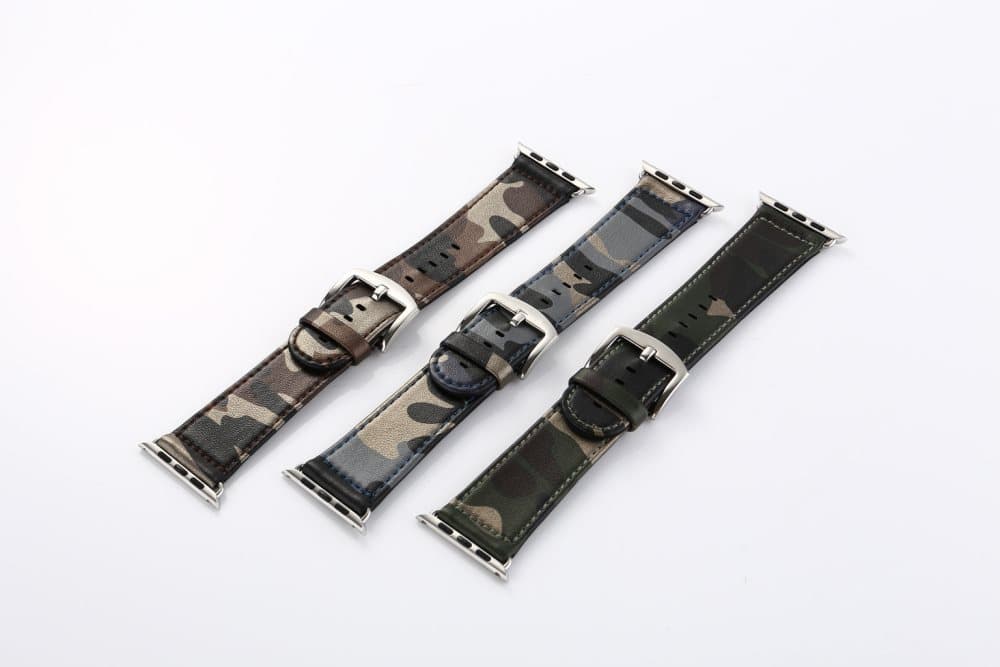 Military Leather Armband for Apple Wacht - Army Grön