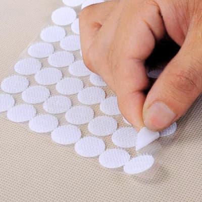 20-Pack - Runda Kardborreband 25mm Vit - Självhäftande
