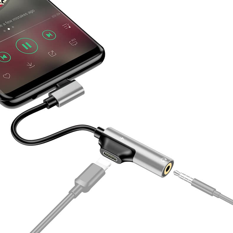 iPhone Splitter & AUX Hörlursadapter - Ladda & Lyssna - Adapter