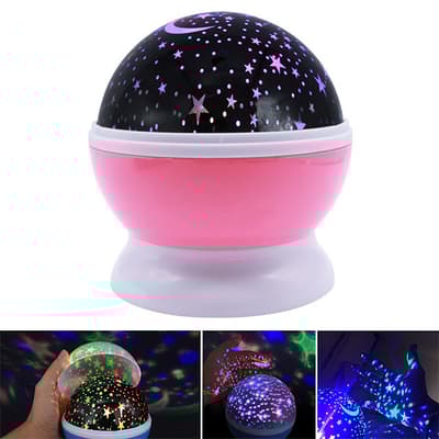 Nattlampa för Barn - Projektor / Lampa med Stjärnor - Rosa