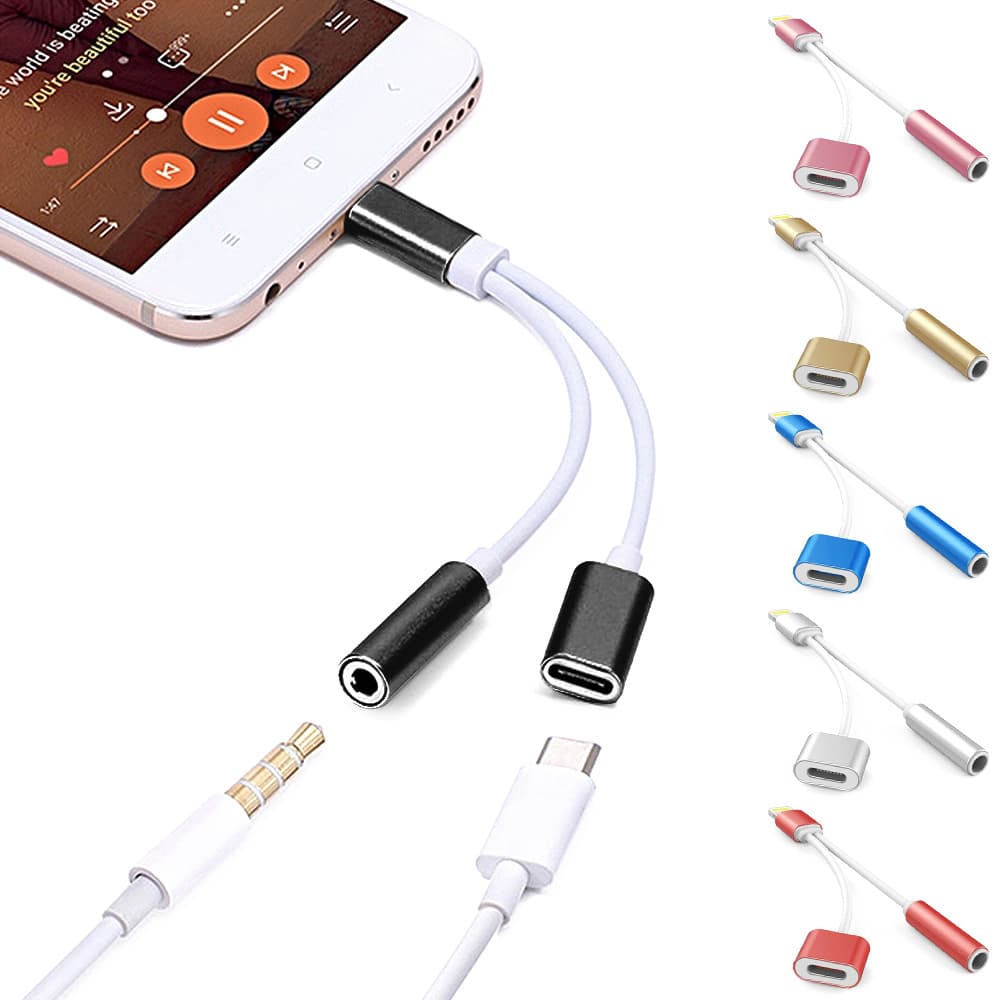 iPhone Splitter & AUX Hörlursadapter - Ladda & Lyssna - Adapter
