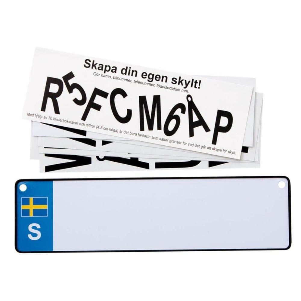Bilskylt - Neutral Skylt med 70 Bokstäver