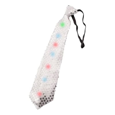 Blinkande Paljettslips LED / Slips med Paljetter - Silver