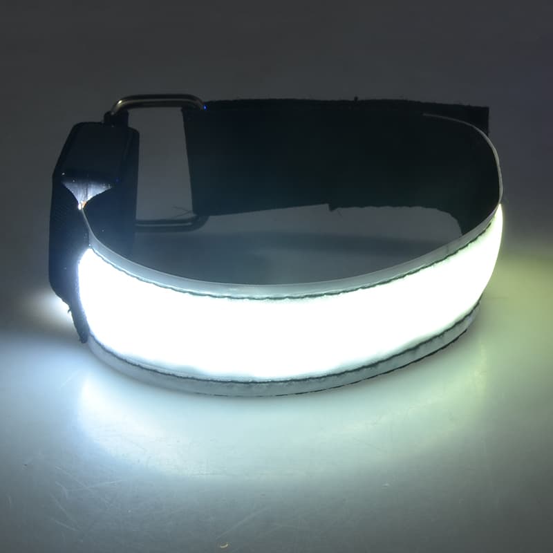 2-Pack - Armband LED / Reflex som Lyser - Reflexband - Vit
