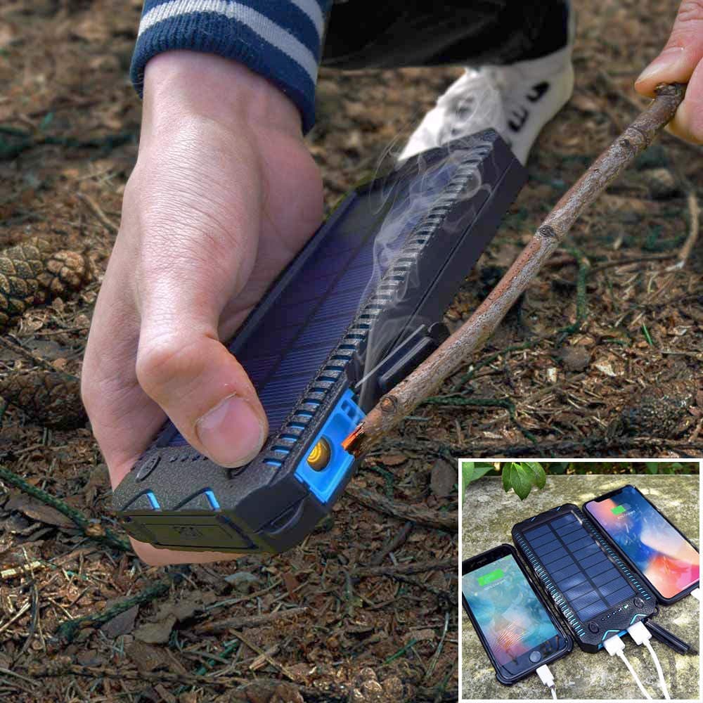Solcells-PowerBank / Laddare - 20.000 mAh - Överlevnad