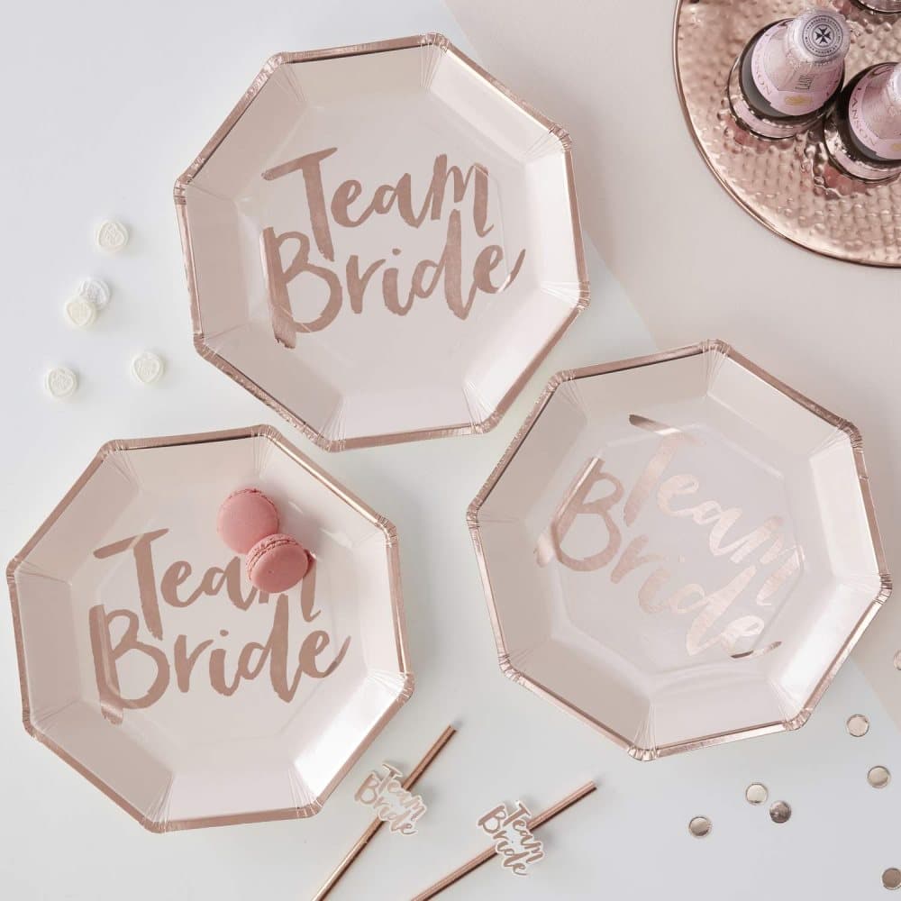 Papptallrikar Rosa - Team Bride