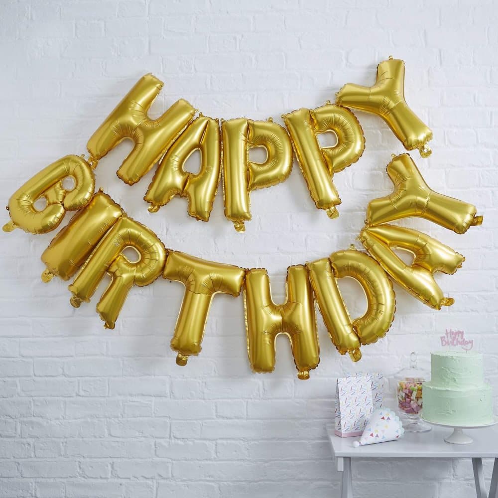 Barlonggirlang Happy Birthday - Guld
