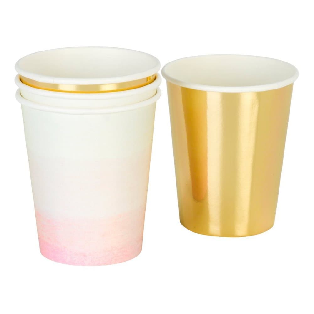 Pappmuggar 12st - Guld Rosa Ombre