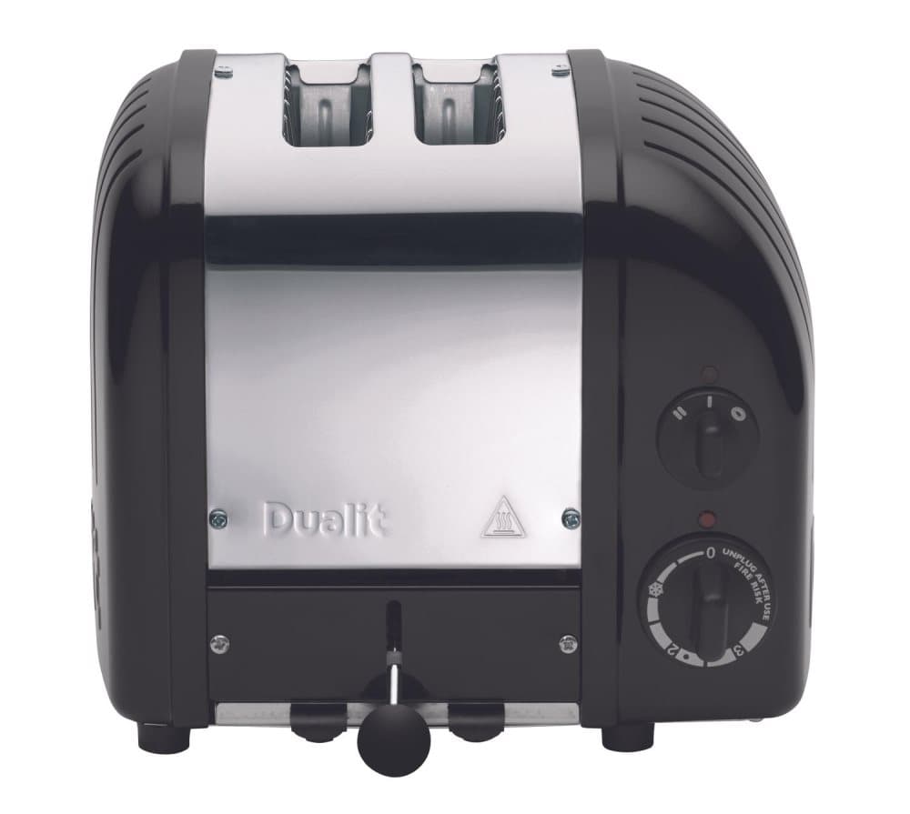 Dualit Classic 2 Slice Slot Toaster in Black and Chrome