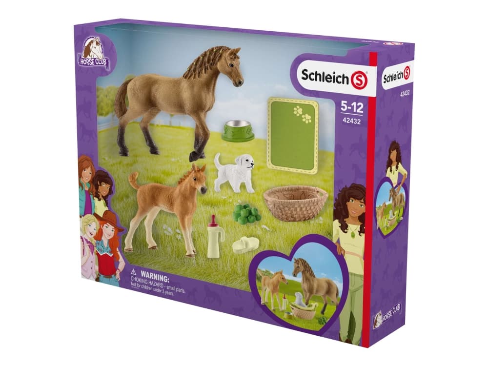 Schleich Horse Club - Horse Club Sarahs vård av djurungar