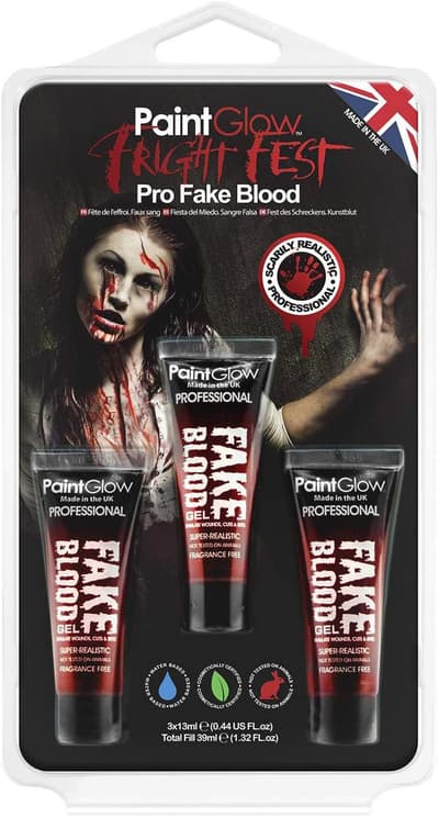 3-Pack Paint Glow Fejkblod Teaterblod Halloween Maskerad Fest Party