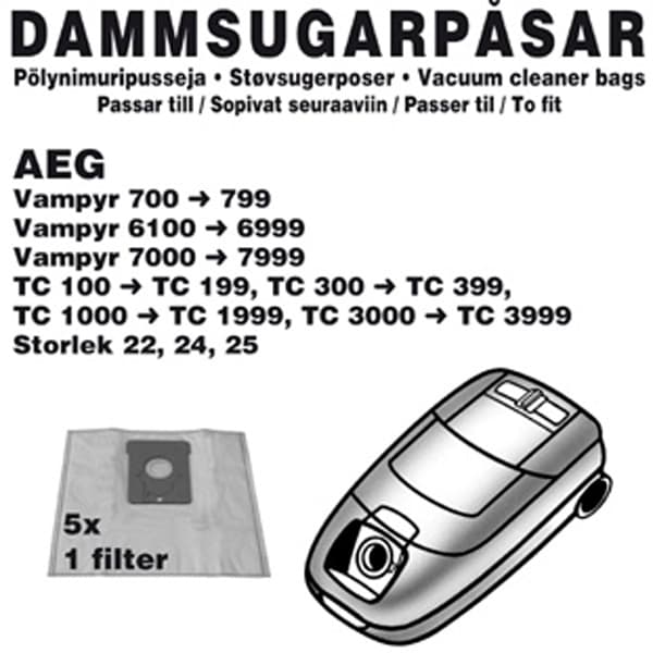 Champion Dammpåsar AEG 5st 1st filter