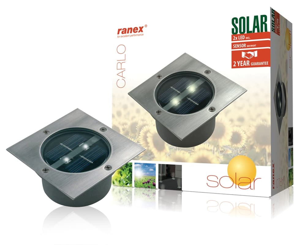 Ranex LED-sollcelslampa i fyrkantig markspot (5000.198)