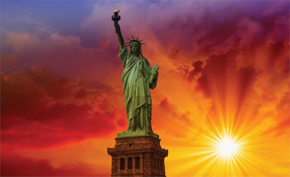 Fototapet New York Statue Liberty Sunset