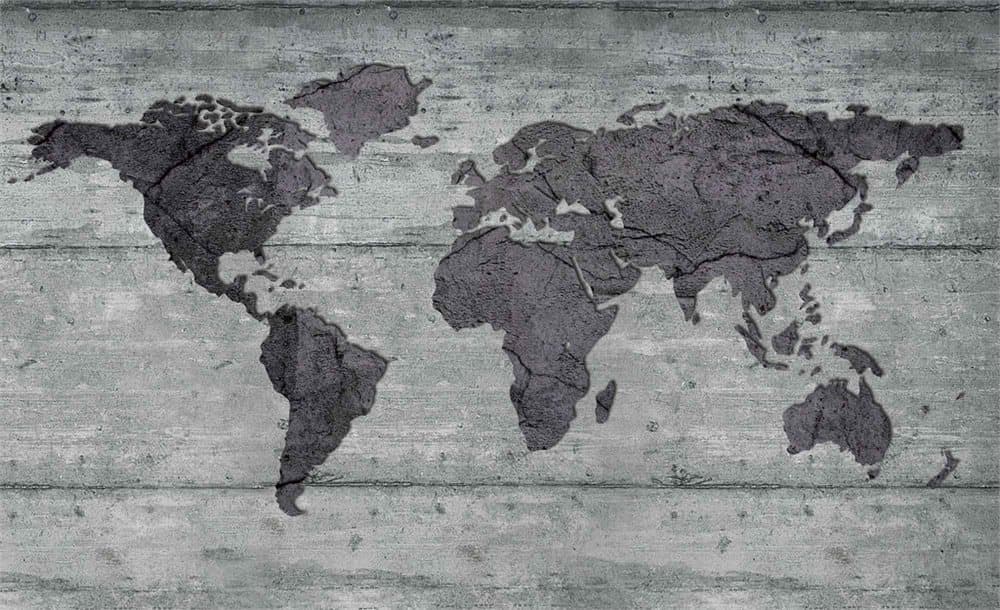 Fototapet World Map Concrete Texture