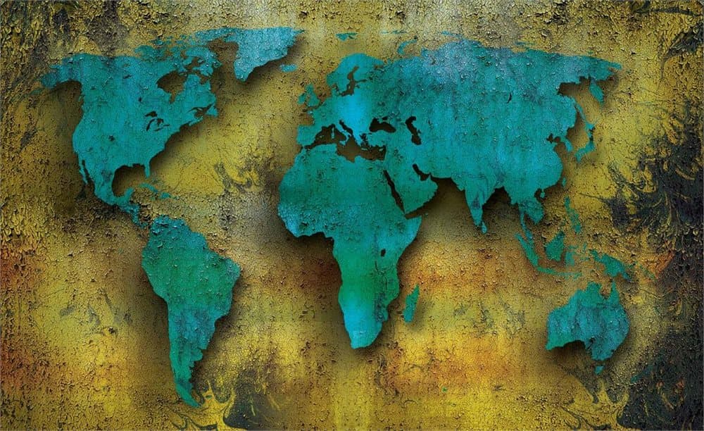 Fototapet World Map On Wood
