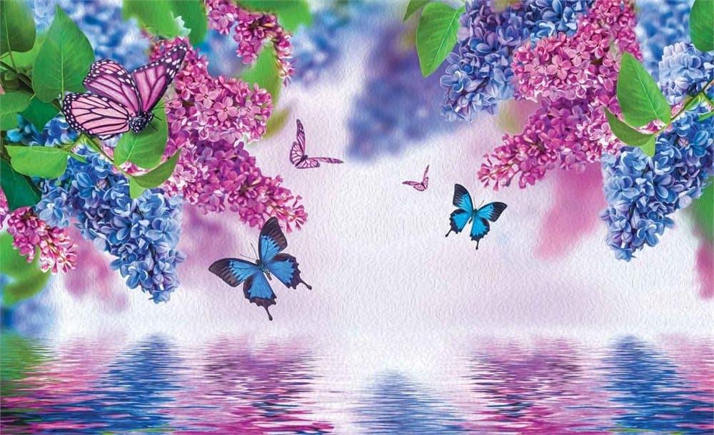 Fototapet Butterflies and Flowers