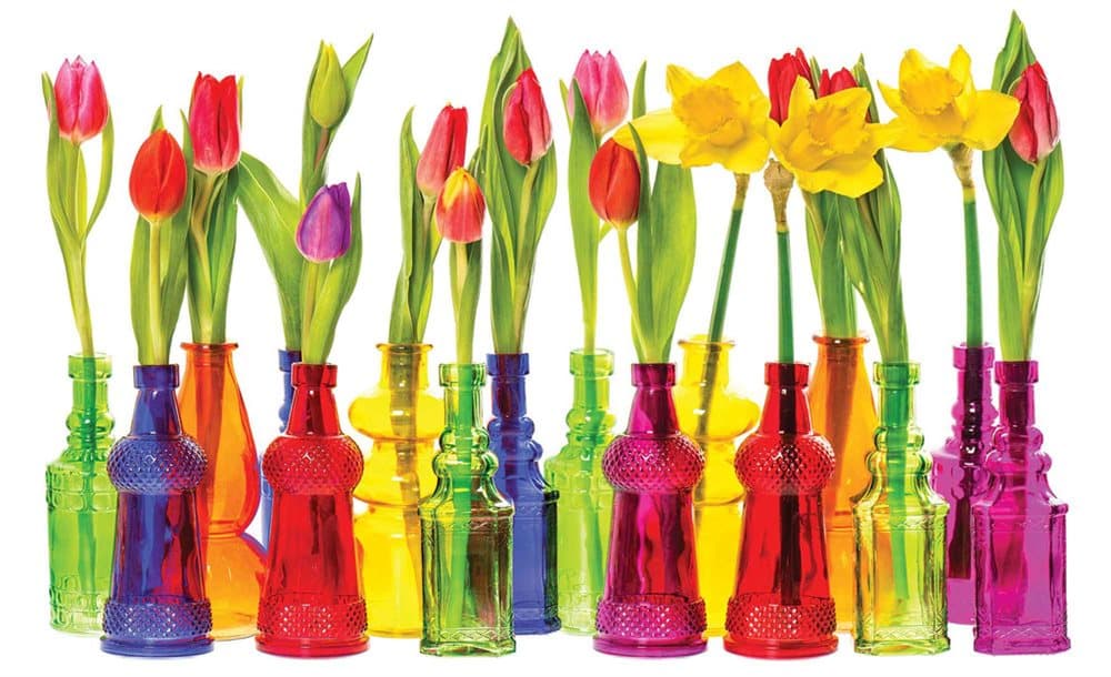 Fototapet Tulips in Bottles