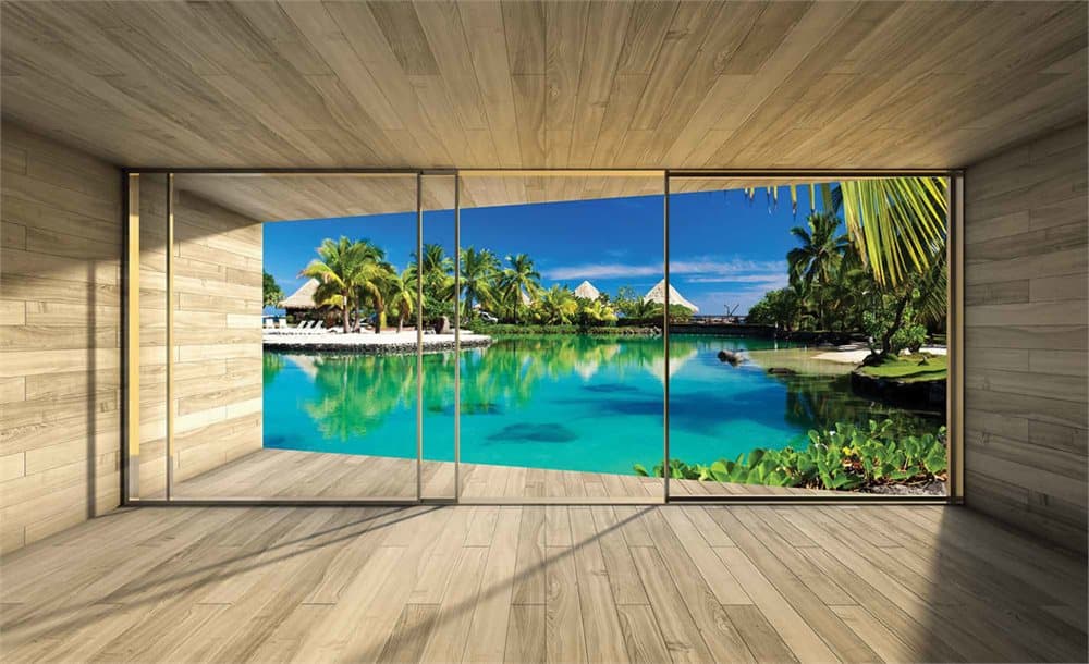 Fototapet Window Tropical Island in Caribbean