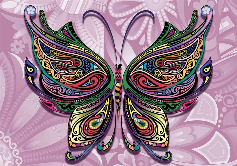Fototapet Butterfly Flowers Abstract Colours