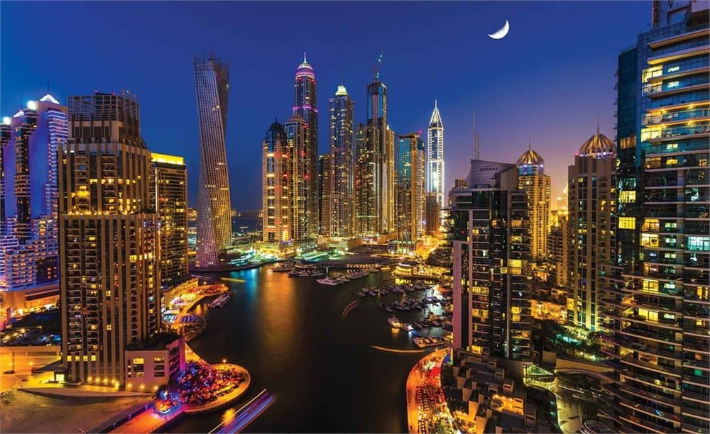 Fototapet City Dubai Skyscraper Night