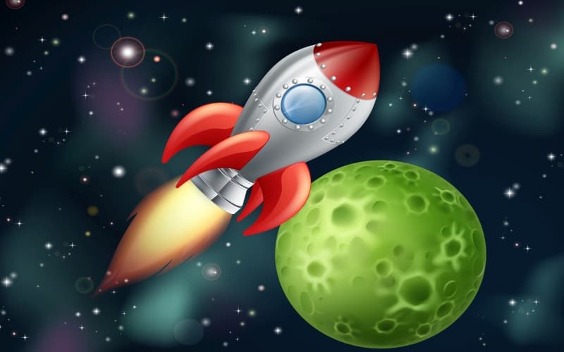 Non-woven Fototapet Space Ship - en rolig barntapet till marknads bästa pris!