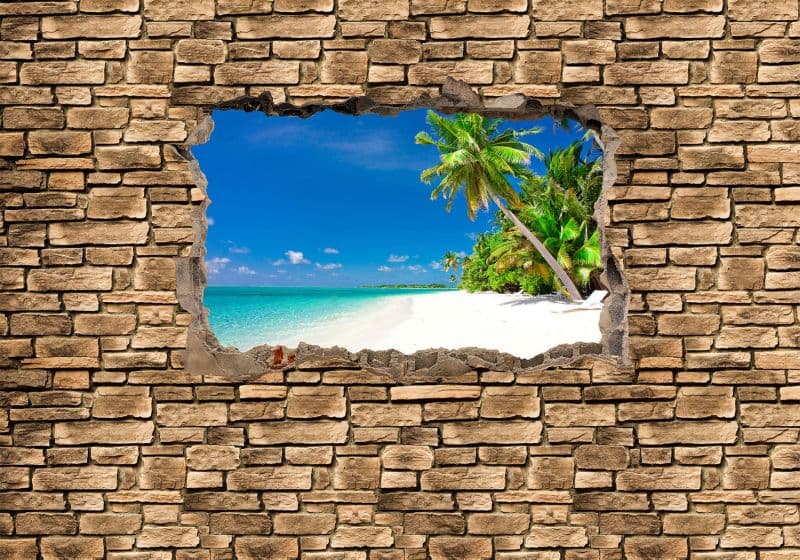 Fototapet i 3D - Söderhavet - Stenmur